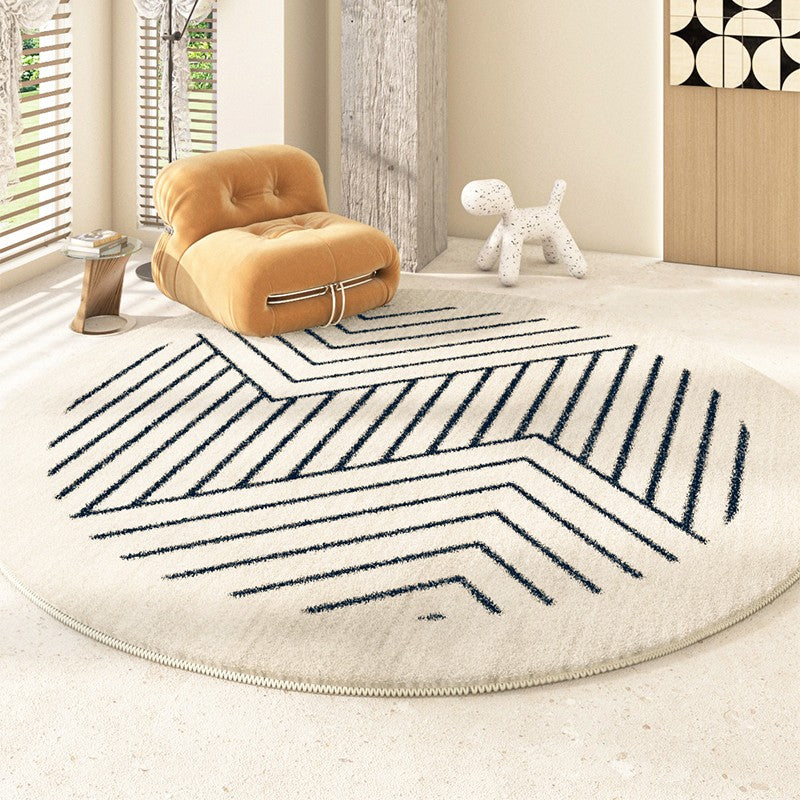 Thick Round Rugs for Dining Room, Abstract Contemporary Round Rugs for Bedroom, Geometric Modern Rug Ideas for Living Room