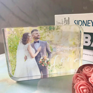 3d photo Crystal Photo Frame Corners and Curves Ornament, Clear photo crystal with Customized Photo, wedding gift ktclubs.com