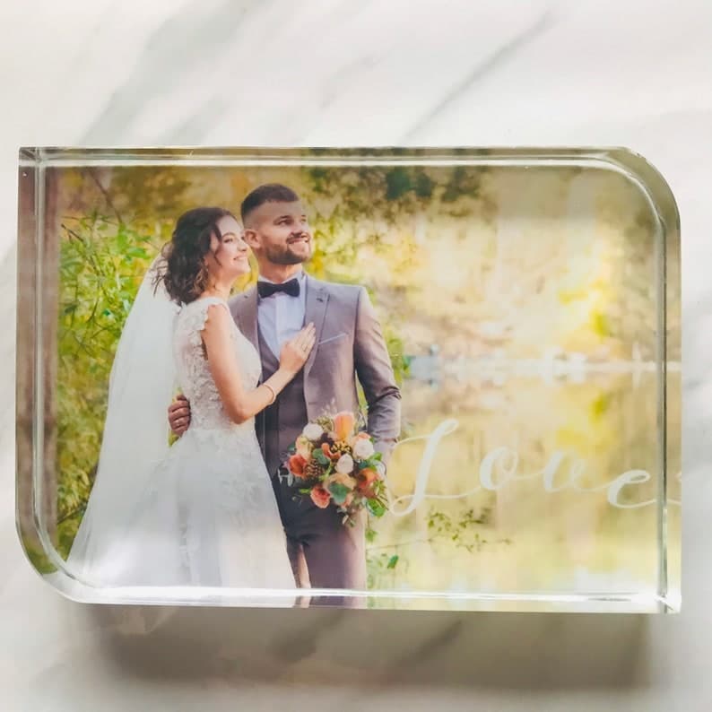 3d photo Crystal Photo Frame Corners and Curves Ornament, Clear photo crystal with Customized Photo, wedding gift ktclubs.com