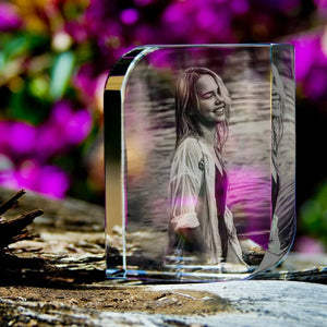 3d photo Crystal Photo Frame Corners and Curves Ornament, Clear photo crystal with Customized Photo, wedding gift ktclubs.com