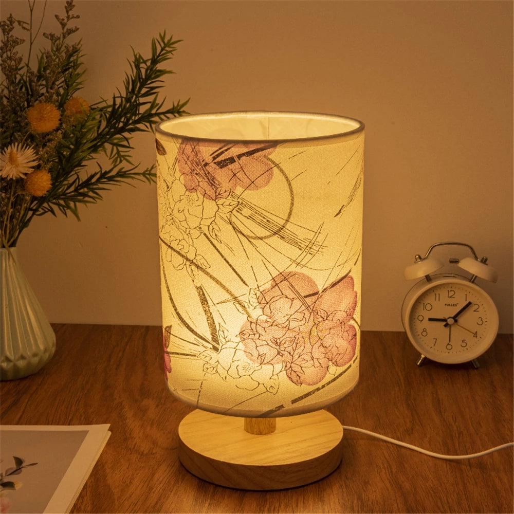 1pc LED Lotus Eye-Protection Desk Lamp, With Solid Wood Base And USB Plug, Simple Nordic Bedroom Desk Lamp