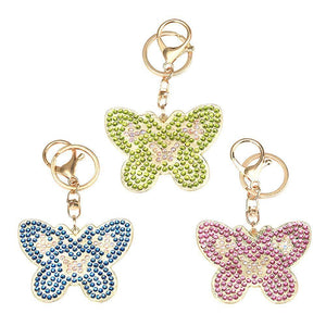 3pcs DIY Metal Butterfly Full Special Shape Drill Diamond Keychain ktclubs.com
