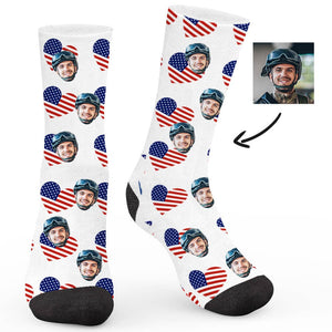 I Love My Country Custom Socks - Make Face Socks