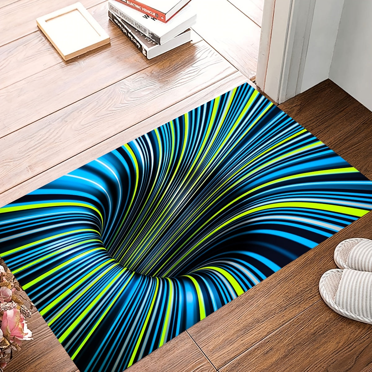 1pc Abstract Geometric Optical Anti-slip Decor Rug