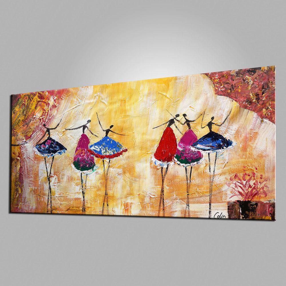 Simple Canvas Painting for Sale, Ballet Dancer Painting, Modern Wall Art Paintings, Heavy Texture Painting, Buy Paintings Online