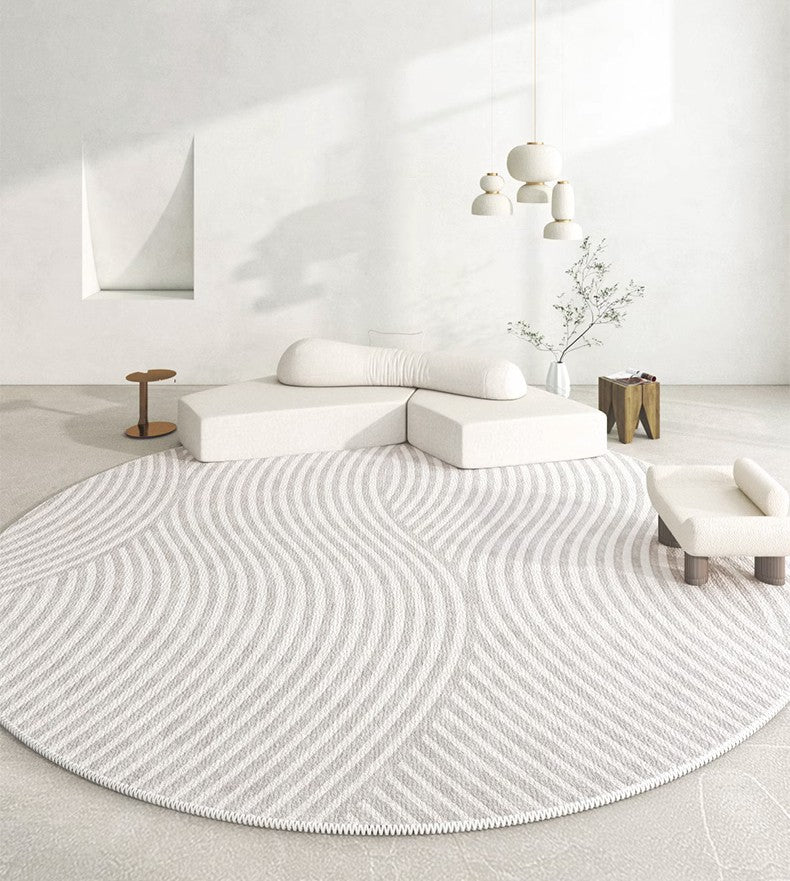 Bathroom Washable Modern Rugs, Circular Modern Rugs under Coffee Table, Round Contemporary Modern Rugs in Bedroom, Round Modern Rugs in Living Room