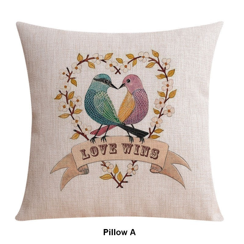 Modern Sofa Decorative Pillows for Children's Room, Singing Birds Decorative Throw Pillows, Love Birds Throw Pillows for Couch, Decorative Pillow Covers