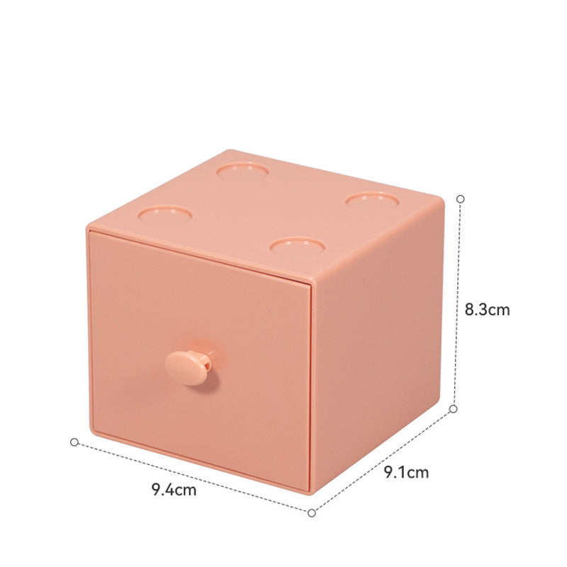 1pc 3.7x3.6x3.3 Inch Small Desk Organizer Box With Drawers For Craft Storage Stacking ,Office And Home