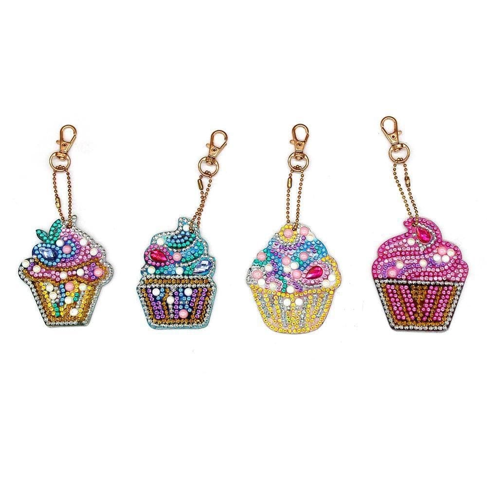 4pcs Cake Ice Cream DIY Diamond Keychain ktclubs.com