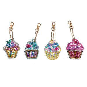 4pcs Cake Ice Cream DIY Diamond Keychain ktclubs.com