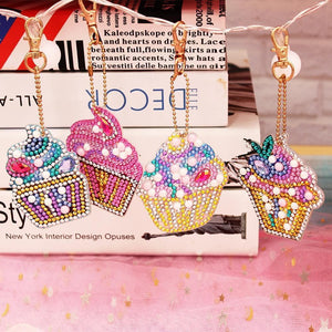 4pcs Cake Ice Cream DIY Diamond Keychain ktclubs.com