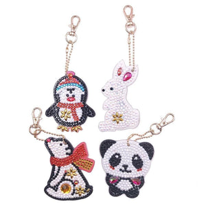 4pcs DIY Animals Full Drill Special Shaped Diamond Keychain ktclubs.com
