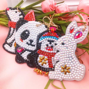 4pcs DIY Animals Full Drill Special Shaped Diamond Keychain ktclubs.com
