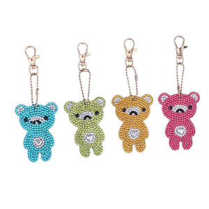 4pcs DIY Bear Full Drill Special Shaped Diamond Keychain ktclubs.com