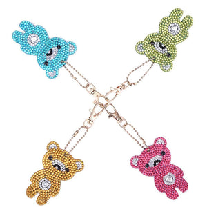 4pcs DIY Bear Full Drill Special Shaped Diamond Keychain ktclubs.com