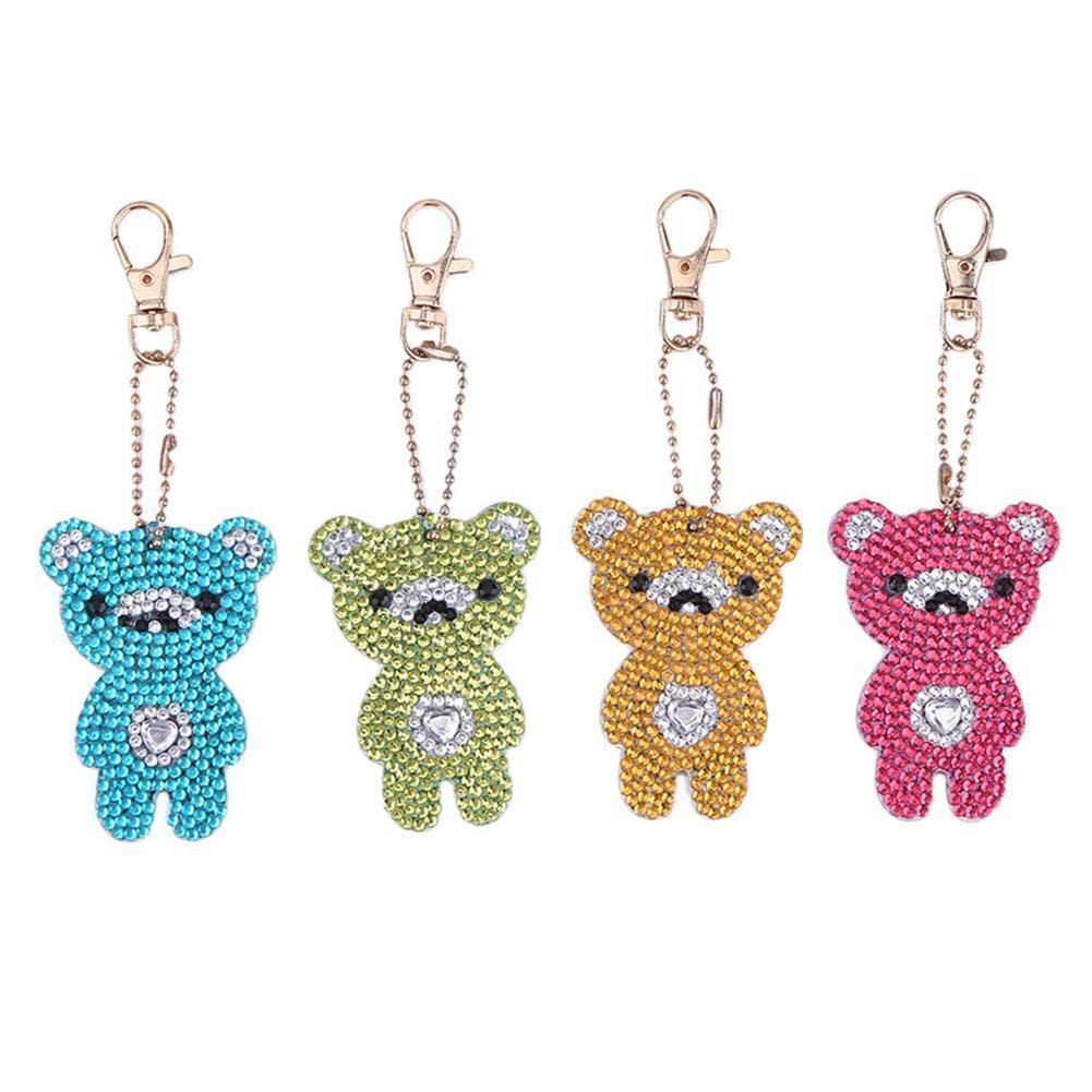 4pcs DIY Bear Full Drill Special Shaped Diamond Keychain ktclubs.com