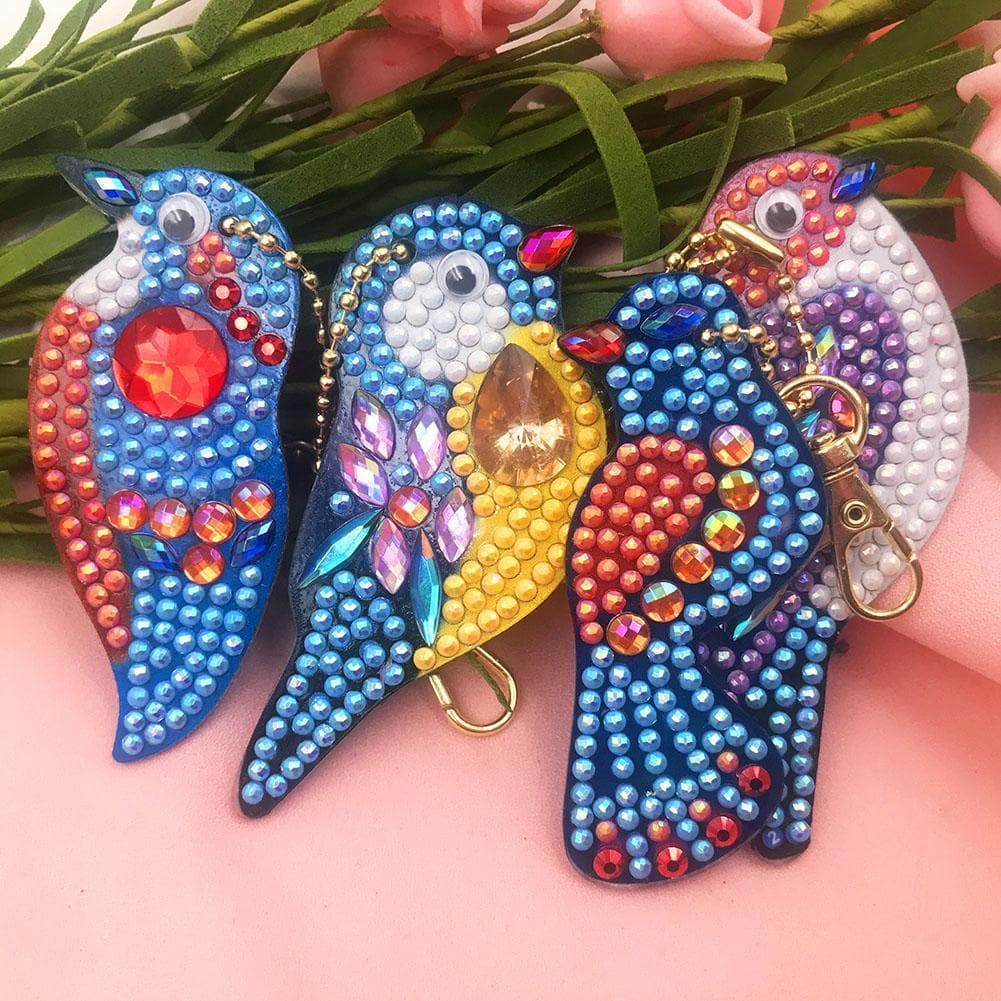 4pcs DIY Birds Full Drill Special Shaped Diamond Keychain ktclubs.com