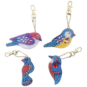 4pcs DIY Birds Full Drill Special Shaped Diamond Keychain ktclubs.com