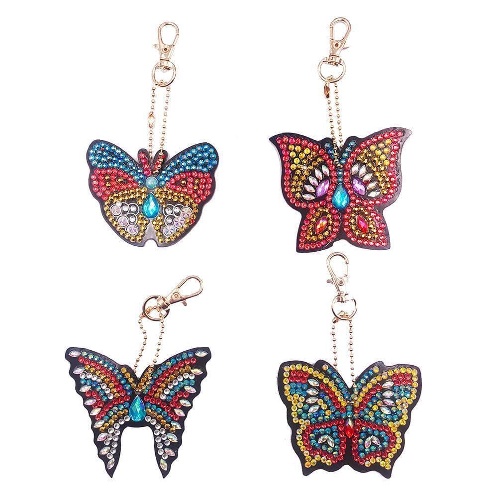 4pcs DIY Butterfly Full Drill Special Shaped Diamond Keychain ktclubs.com
