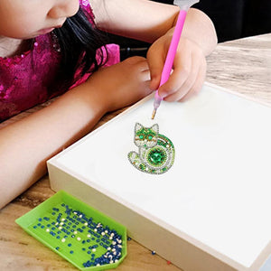 4pcs DIY Cat Special Shaped Full Drill Diamond Keychain ktclubs.com