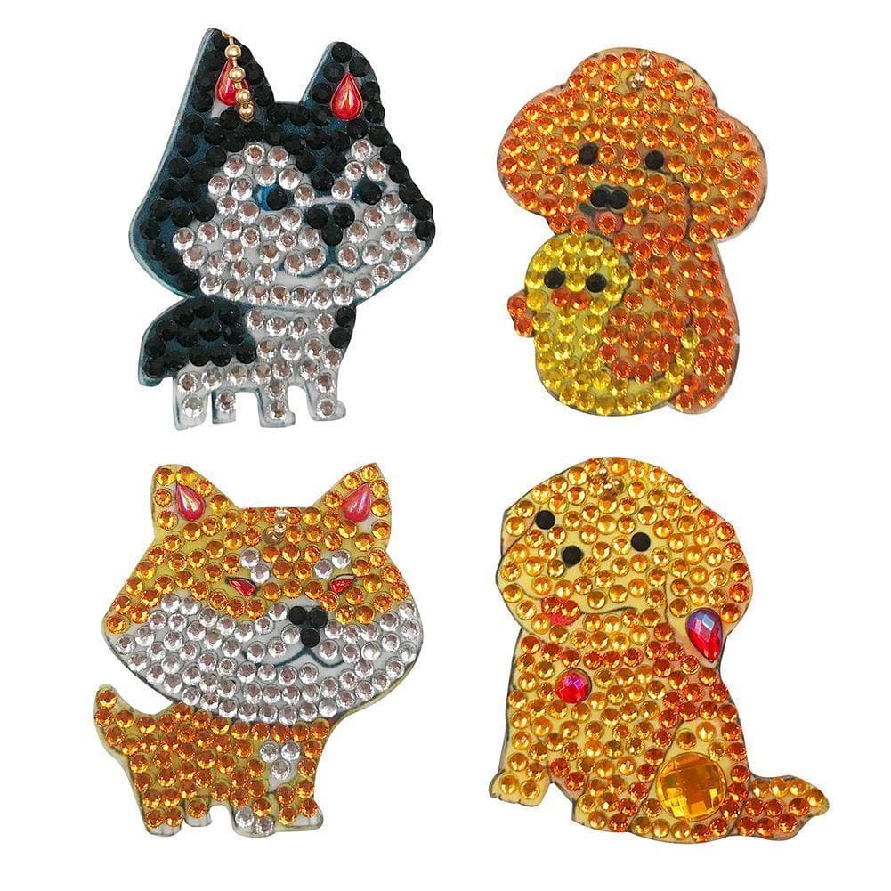 4pcs DIY Dog Special Shaped Full Drill Diamond Keychain ktclubs.com