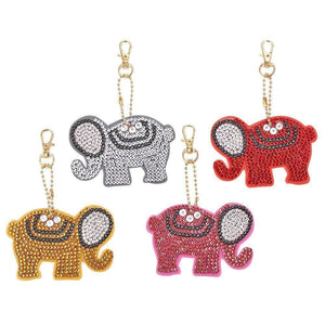 4pcs DIY Elephant Special Shaped Full Drill Diamond Keychain ktclubs.com