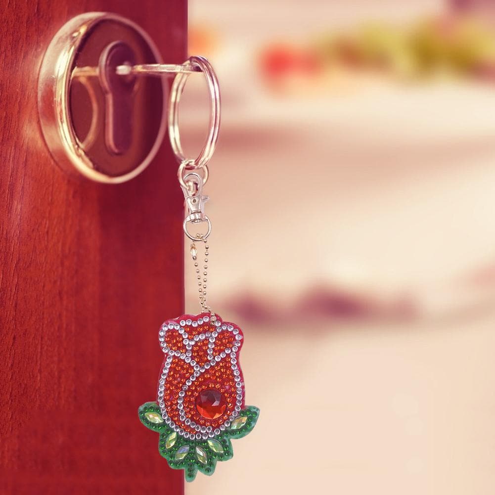 4pcs DIY Flowers Full Drill Special Shaped Diamond Keychain ktclubs.com