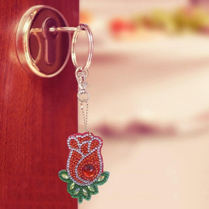 4pcs DIY Flowers Full Drill Special Shaped Diamond Keychain ktclubs.com