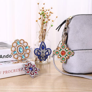 4pcs DIY Mandala Full Drill Special Shaped Diamond Keychain ktclubs.com