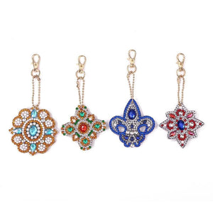 4pcs DIY Mandala Full Drill Special Shaped Diamond Keychain ktclubs.com