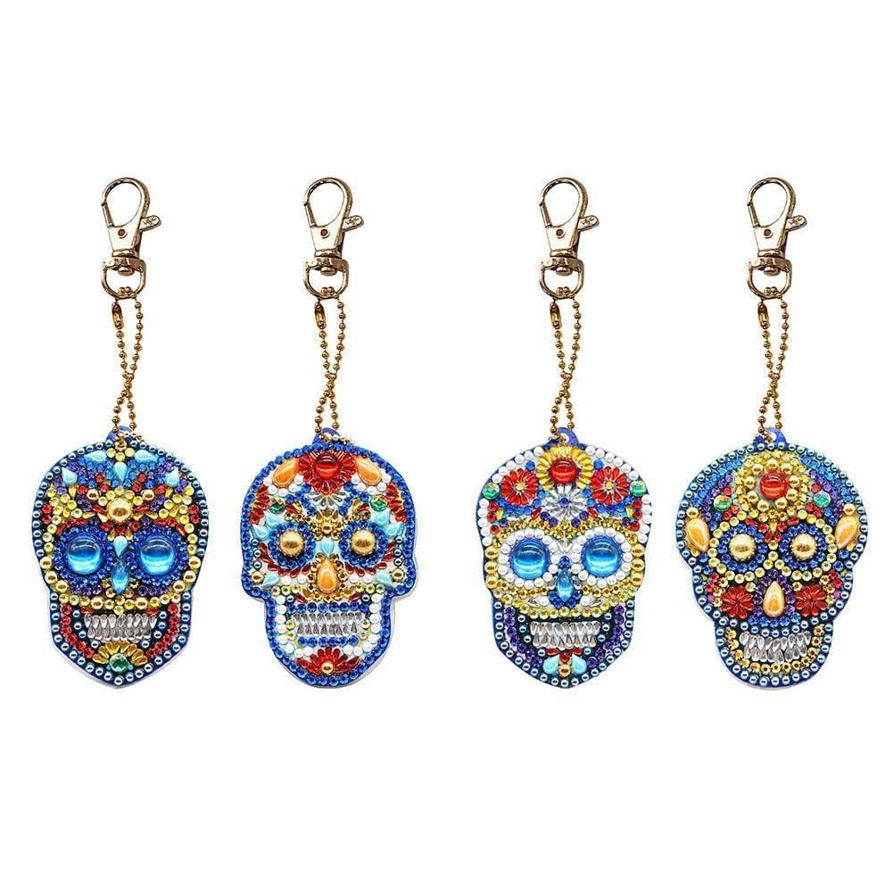 4pcs DIY Skull Special-shaped Full Drill Diamond Keychain ktclubs.com