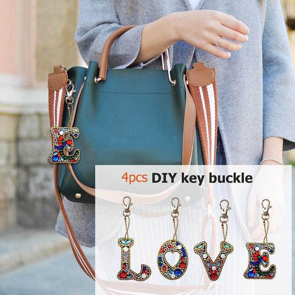 4pcs/set DIY Love Full Drill Special Shaped Diamond Keychain ktclubs.com