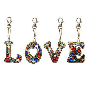 4pcs/set DIY Love Full Drill Special Shaped Diamond Keychain ktclubs.com