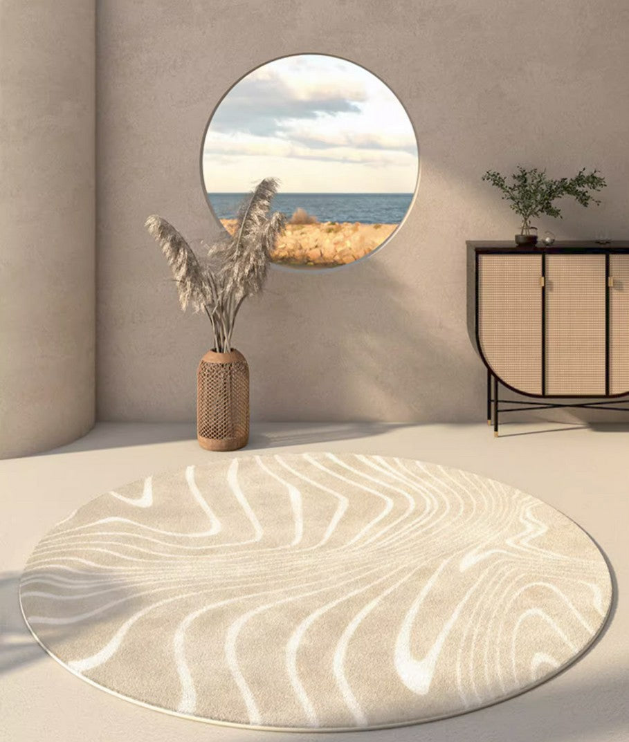 Geometric Modern Rugs in Living Room, Modern Round Rugs under Coffee Table, Circular Modern Rugs under Sofa, Abstract Contemporary Round Rugs