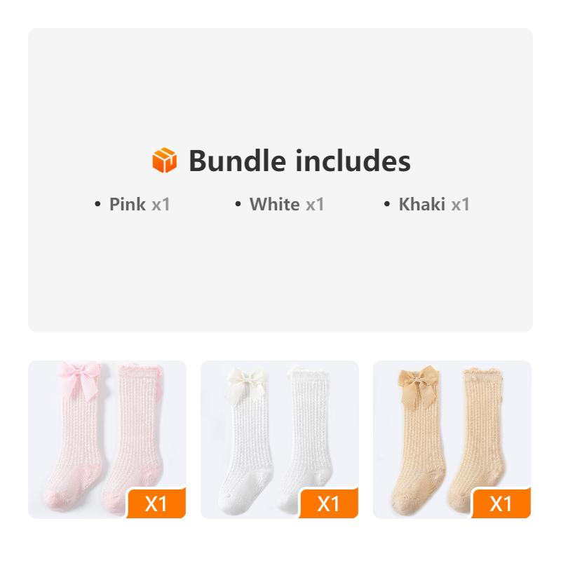 1pair Baby Breathable Bow Socks
