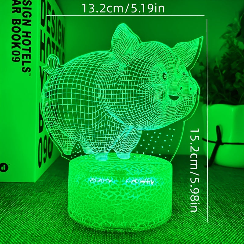 1pc Creative 3D Night Light, Cute Smiling Pig, USB Ambient Desk Lamp With Touch Button, 5.98"x5.19"