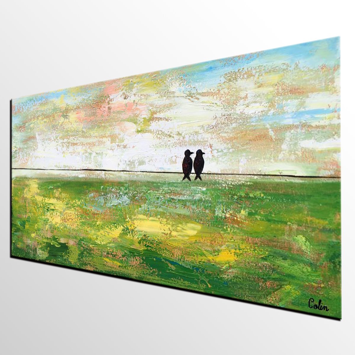 Abstract Painting, Original Wall Art Painting, Modern Canvas Painting, Love Birds Painting, Simple Modern Art, Paintings for Bedroom