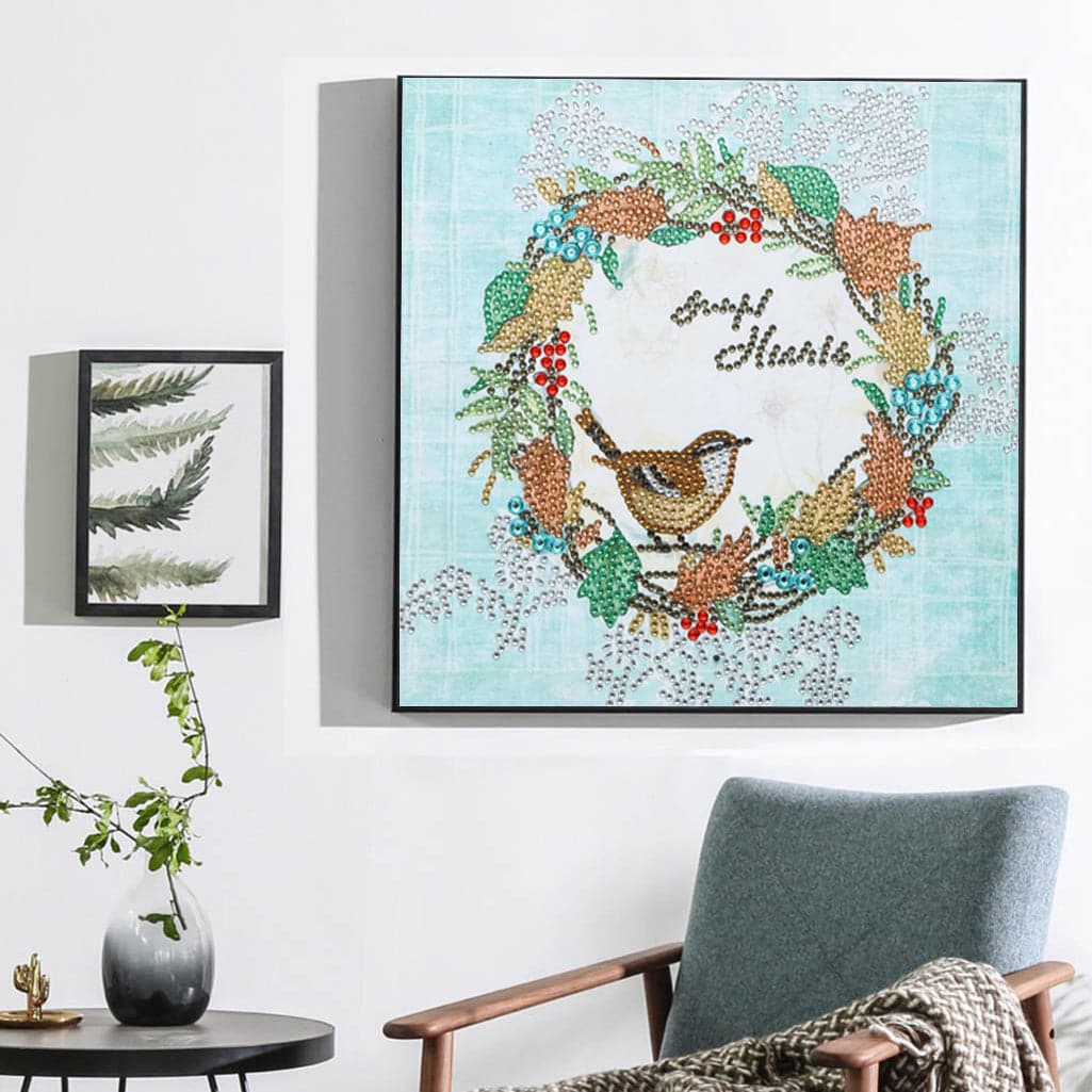 5D DIY Special-Shaped Diamond- Bird Wreath 30*30cm ktclubs.com