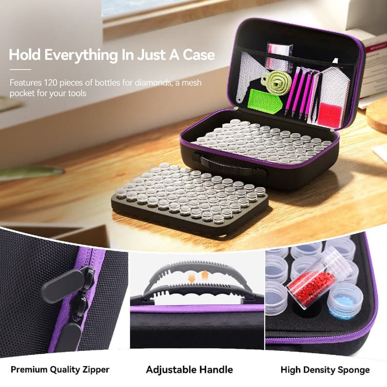 5d Diamond Painting Storage Container, 120/60/30 Slots Diamond Art Accessories Kits Tool Box for Beads Handmade Jewelry Earrings Seeds Nails ktclubs.com