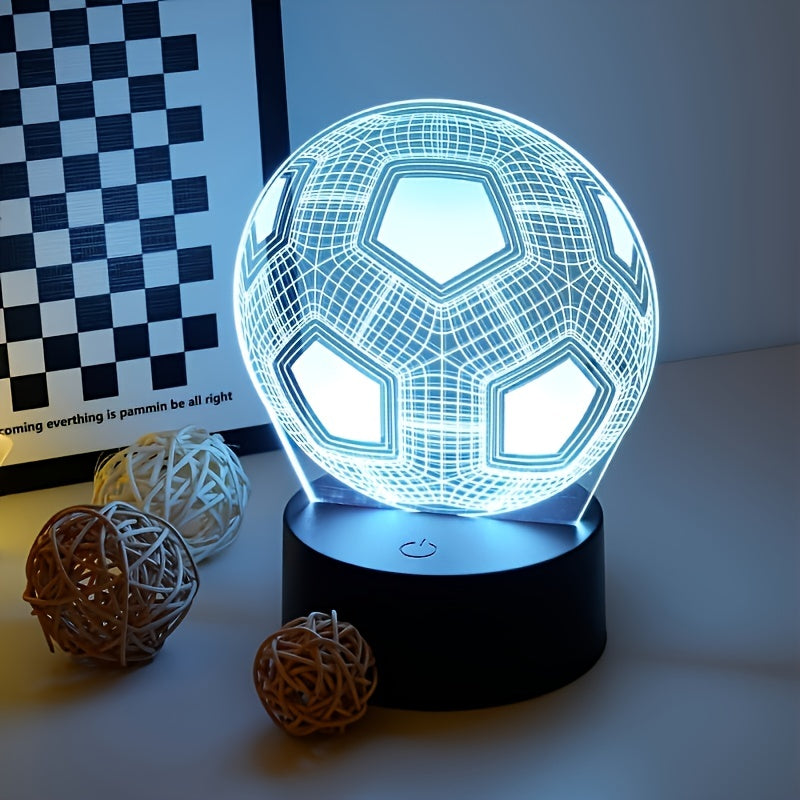 Table Lamp - Seven Colours Creative 3D Night Light, Football World Cup USB Atmosphere Table Lamp with Touch Button