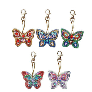 5pcs Butterfly DIY Full Drill Special Shaped Diamond Keychain ktclubs.com