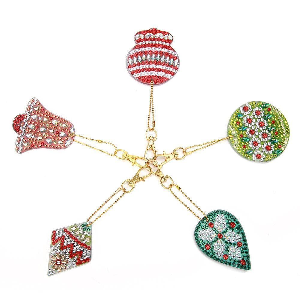 5pcs Christmas Bell DIY Full Drill Special Shaped Diamond Keychain ktclubs.com