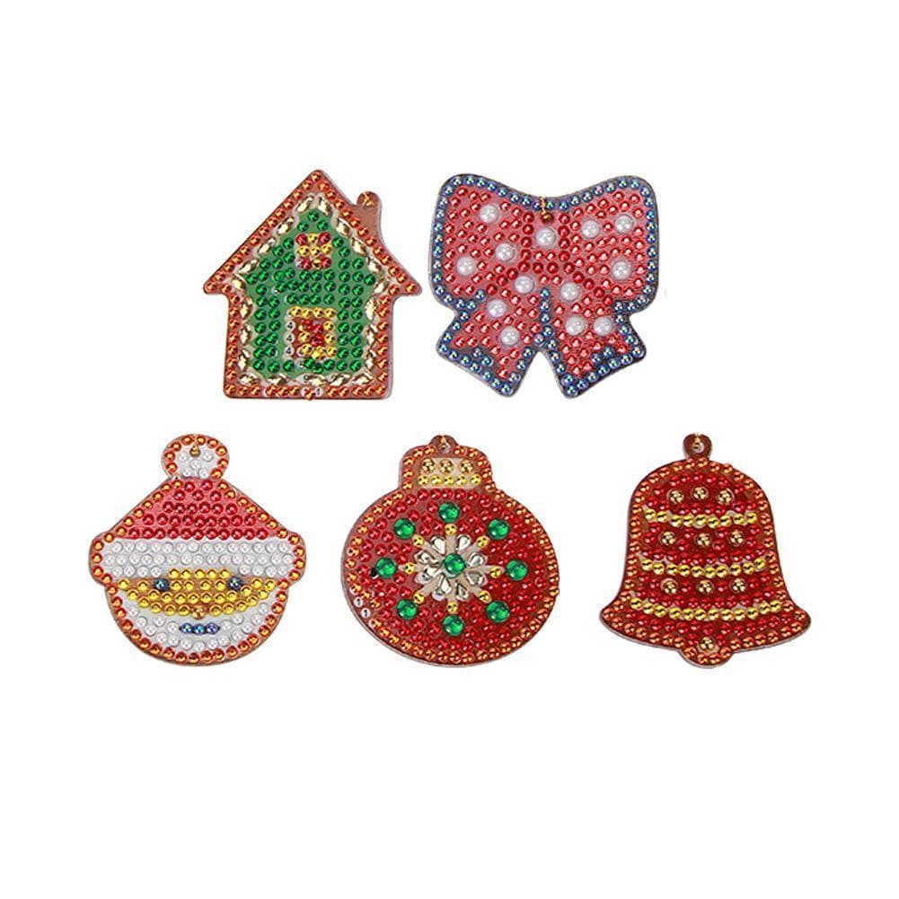 5pcs Christmas DIY Full Drill Special Shaped Diamond Keychain ktclubs.com