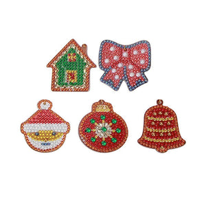 5pcs Christmas DIY Full Drill Special Shaped Diamond Keychain ktclubs.com