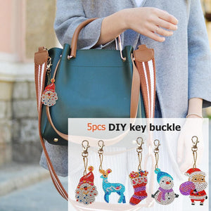 5pcs Christmas DIY Full Drill Special Shaped Diamond Keychain ktclubs.com
