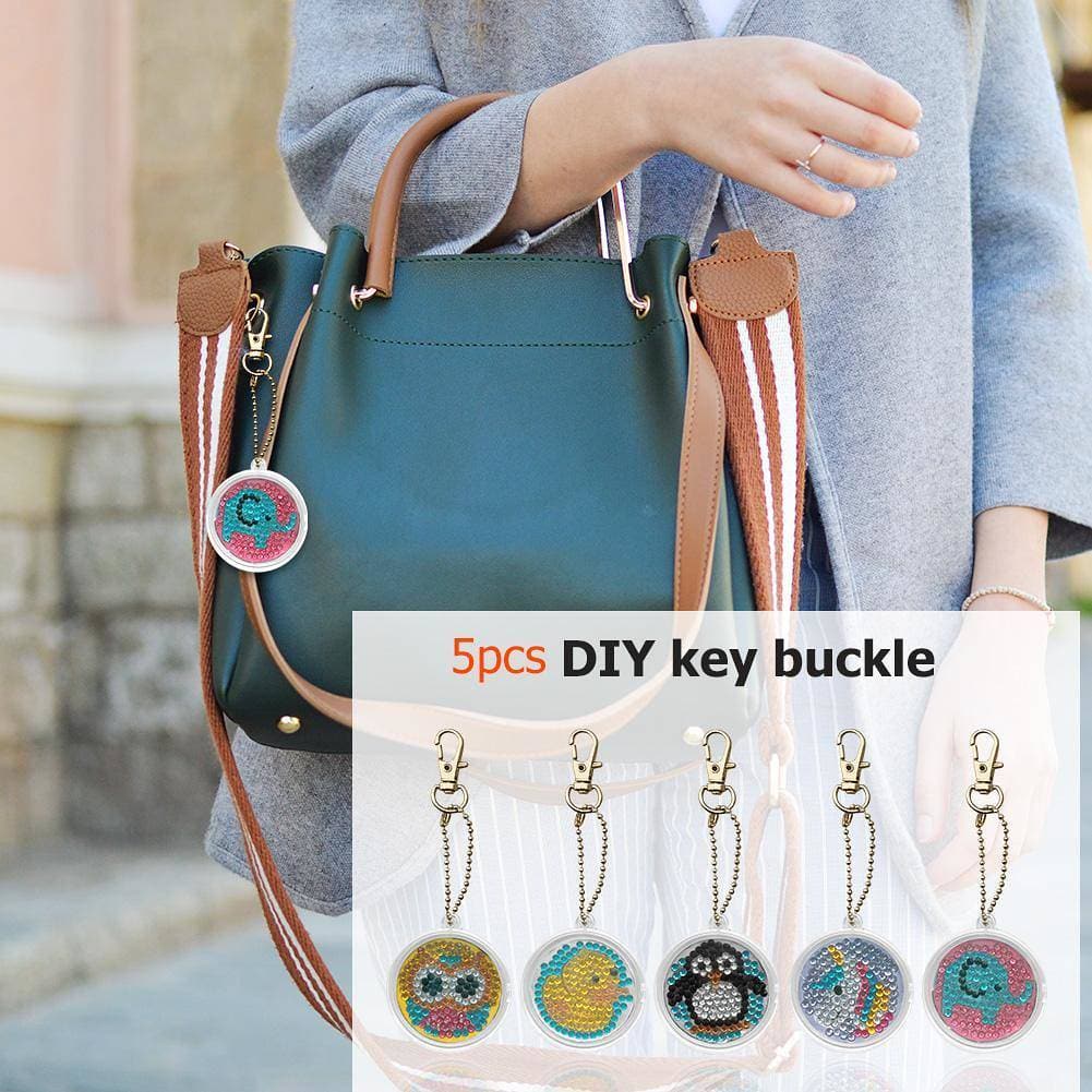 5pcs DIY Animals Full Drill Diamond Keychain ktclubs.com