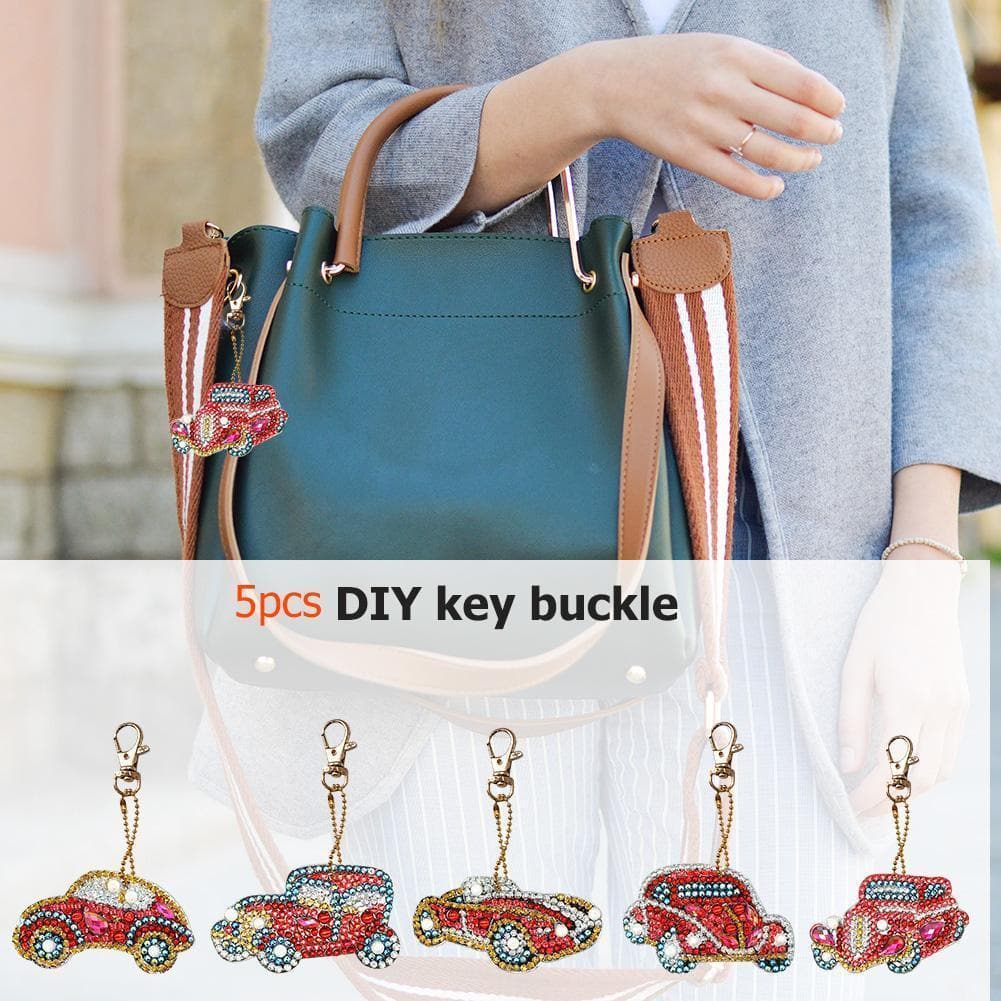 5pcs DIY Car Full Drill Special Shaped Diamond Keychain ktclubs.com