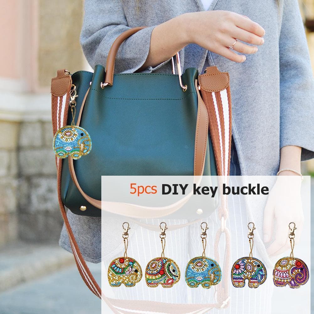5pcs DIY Elephant Full Drill Special Shaped Diamond Keychain ktclubs.com