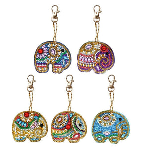 5pcs DIY Elephant Full Drill Special Shaped Diamond Keychain ktclubs.com
