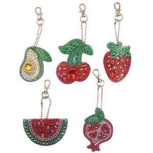5pcs DIY Fruits Full Drill Special Shaped Diamond Keychain ktclubs.com